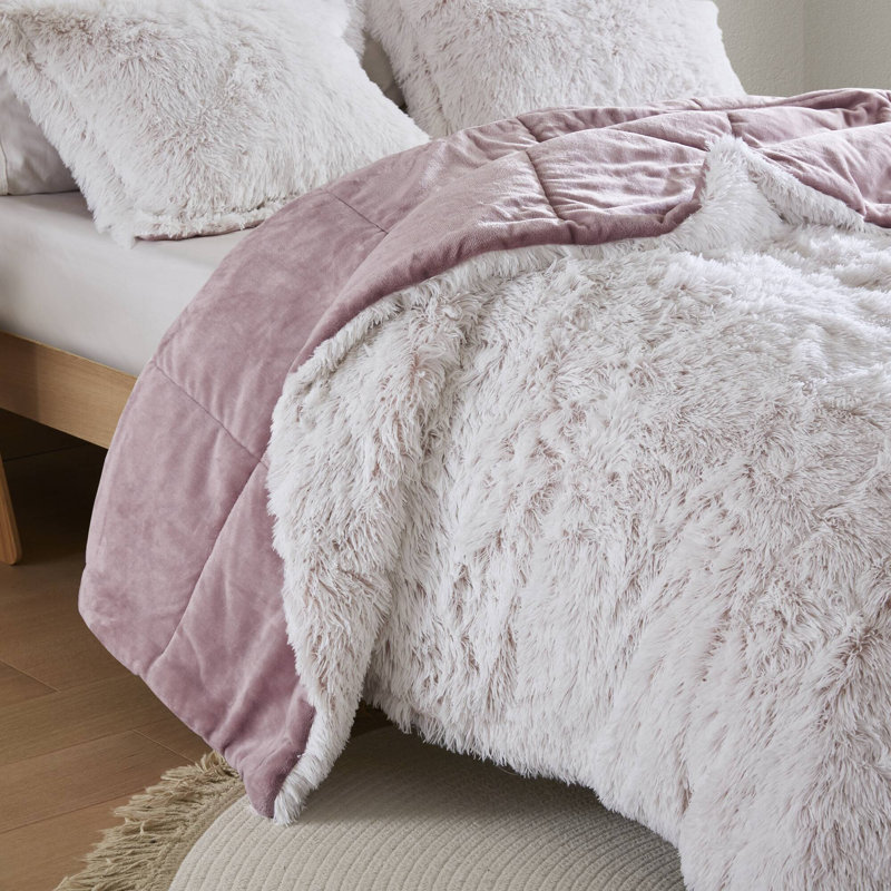 Ensembles de literie doux, Édredon pour grand lit + 2 taies décoratives, Rose/Blanc