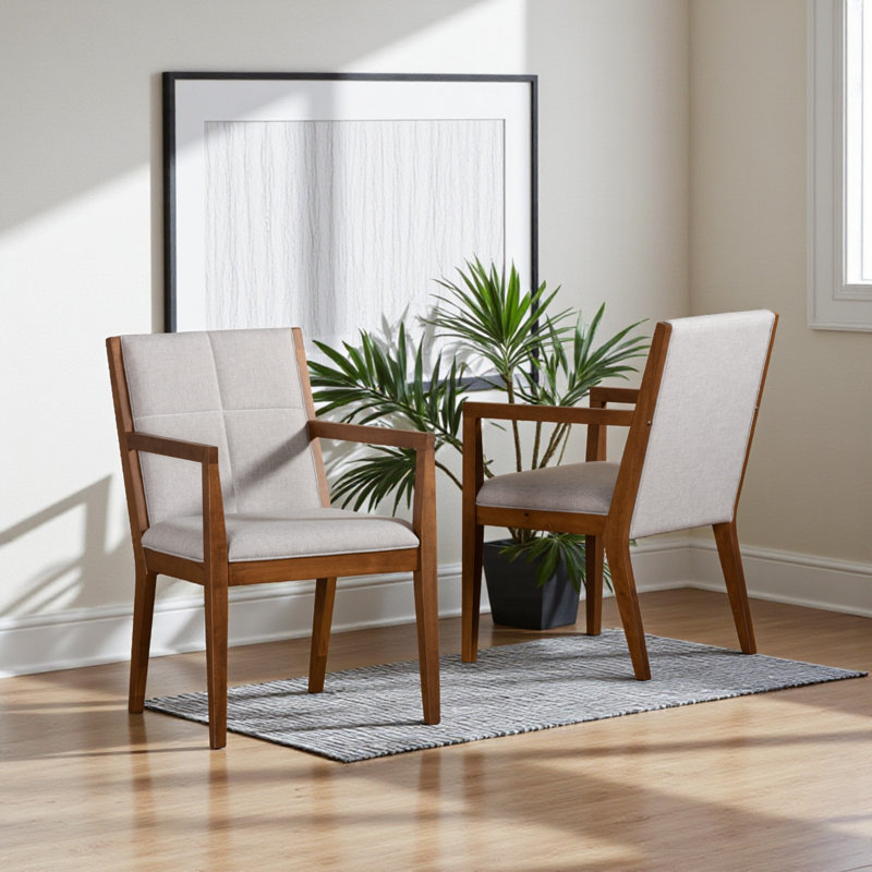 Upholstered Armchair, Beige Polyester