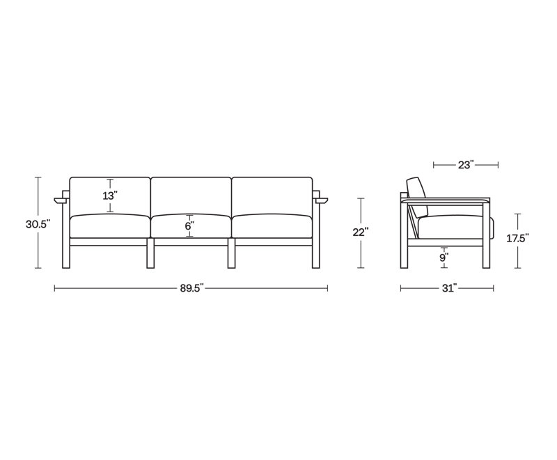 Haven Outdoor 3 - Seat Patio Sofa, Sunbrella Rust