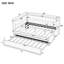 Lit plateforme tapissier pleine grandeur avec ports USB et ceinture à DEL, avec lit gigogne, blanc-475885315