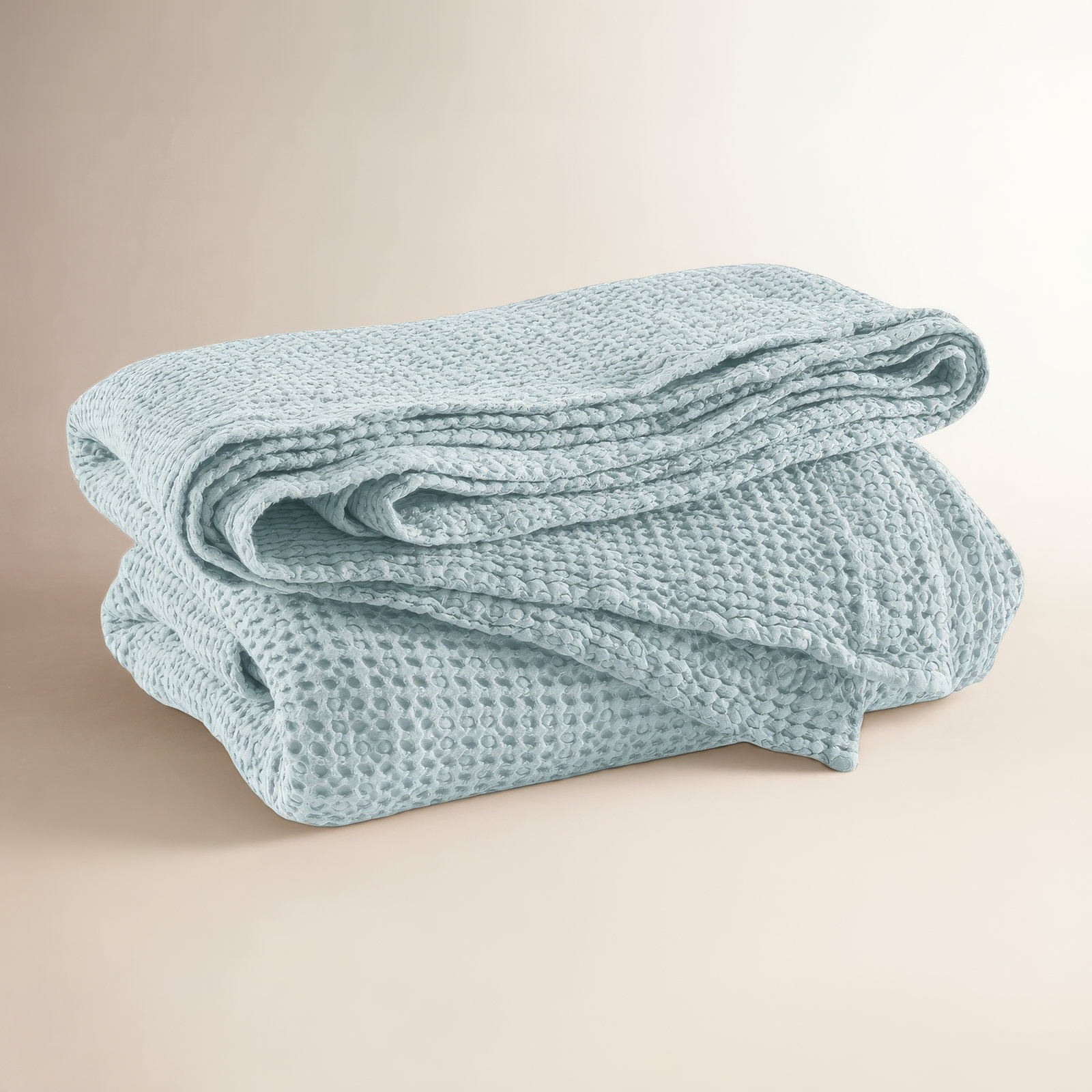 Bubble Cotton Coverlet Set, King Coverlet, Sky
