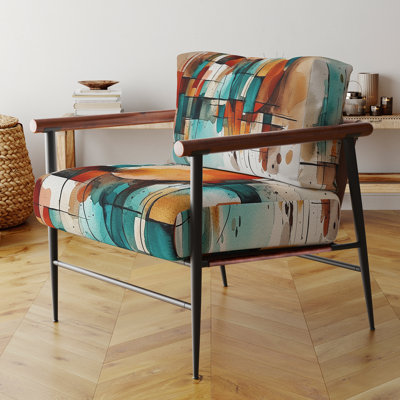 Orange Geometric Energy - Fauteuil rembourré contemporain, fauteuil d'appoint orange