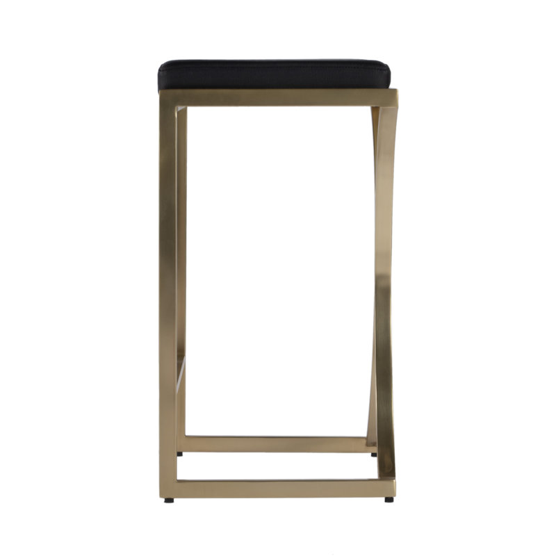 Natalya 24" Bar Stool, Brass, Black, Counter Stool (24” Seat Height)