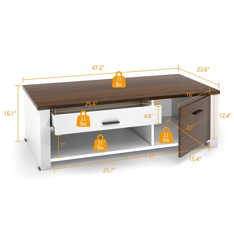 Table basse de salon moderne Anarbek avec tiroirs et compartiments de rangement
