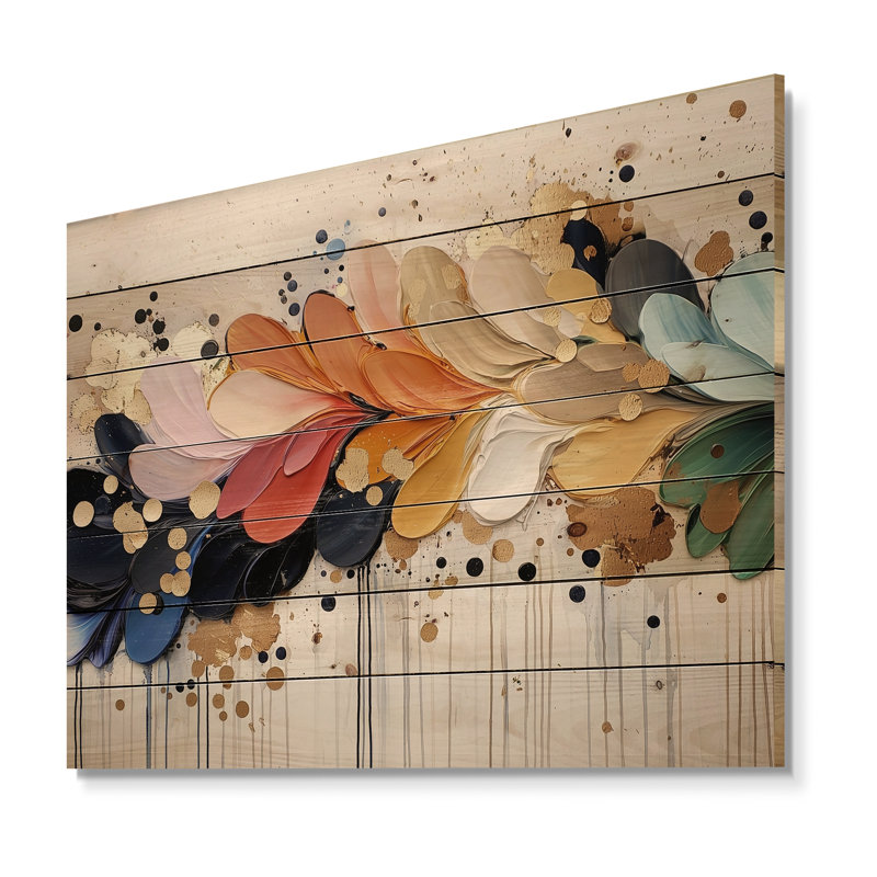 Art floral en bois sur bois de pin naturel, H 10 po x l 20 po