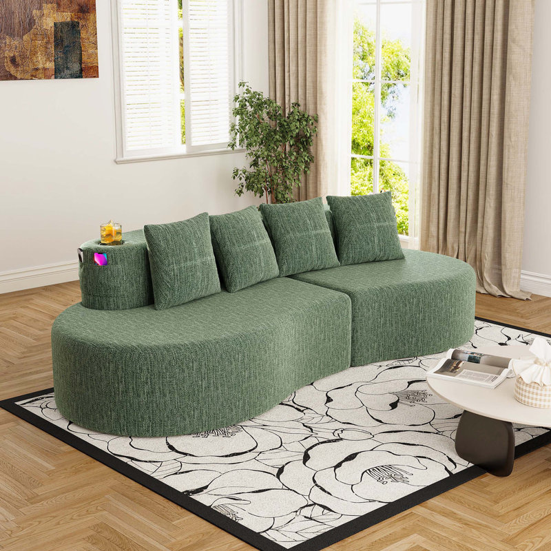 Canapé modulaire courbé demi-lune Minimalist, Vert