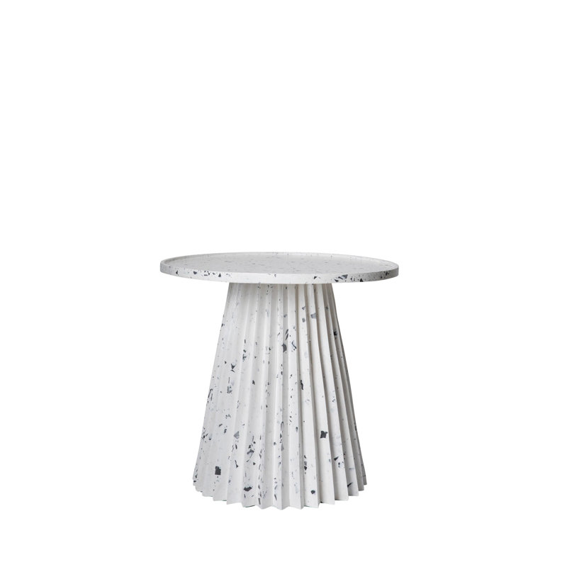 MashT Terrazo Pedestal End Table, White/Gray, 16" H x 24" W x 24" D