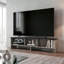 Meuble télé moderne pour téléviseur de 60 pouces, centre de divertissement en bois blanc et naturel avec tablettes de rangement ouvertes pour le salon et console multimédia
