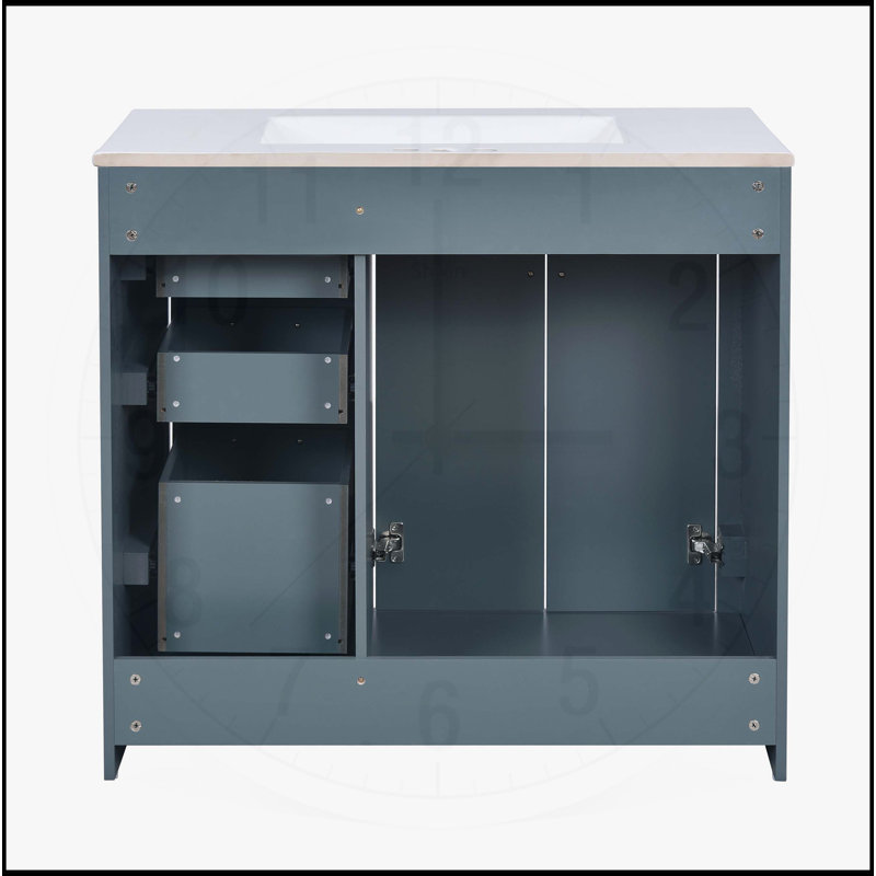 Meuble-lavabo 36 po avec lavabo en céramique, Bleu
