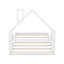 Lit simple en bois avec tête de lit en forme de maison, blanc