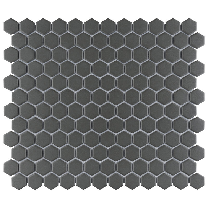 Gotham Porcelain Honeycomb Mosaic Wall & Floor Tile, Black