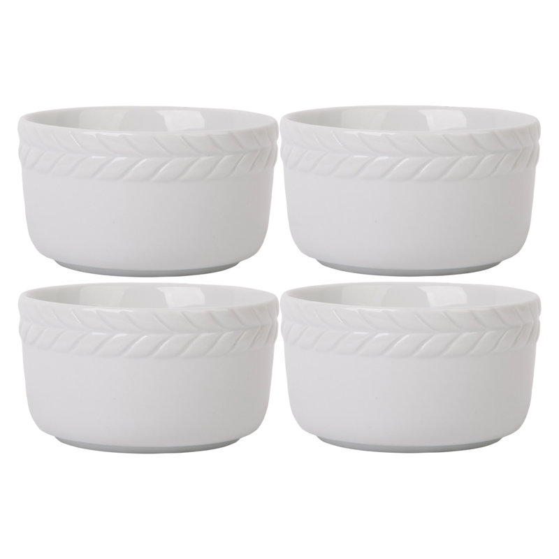Home Essentials And Beyond Round Ceramic 4 Piece Ramekin / Soufflé Dish Bakeware Set