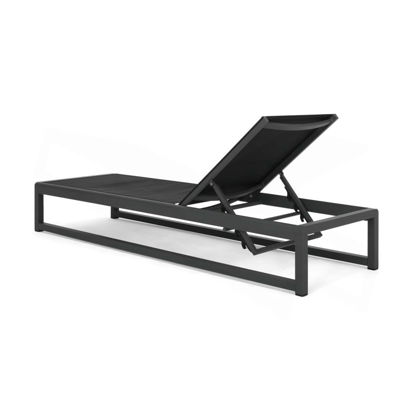 Chaise longue Modesta, Coussin gris / cadre noir