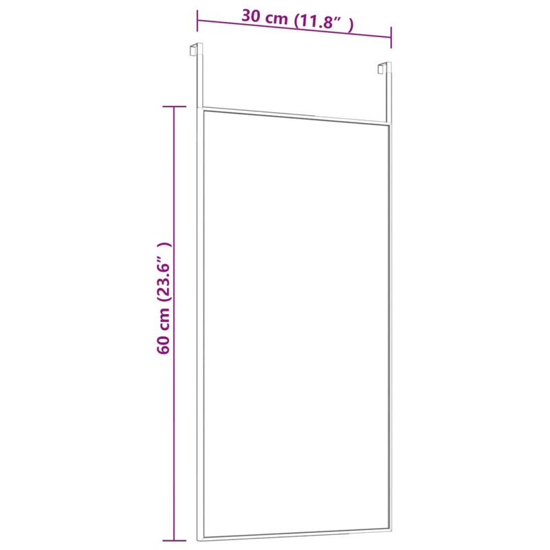 Jerl Metal;Glass Flat Wall Mirror, 60cm H x 30cm W, Black