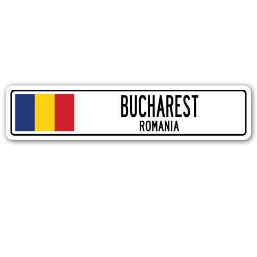 Plaque de rue en aluminium Auguste Bucharest, H 4 po x l 18 po x P 1 po