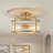 Modern Drum Semi Flush Mount Ceiling Light With Textured Glass Shade-842723141