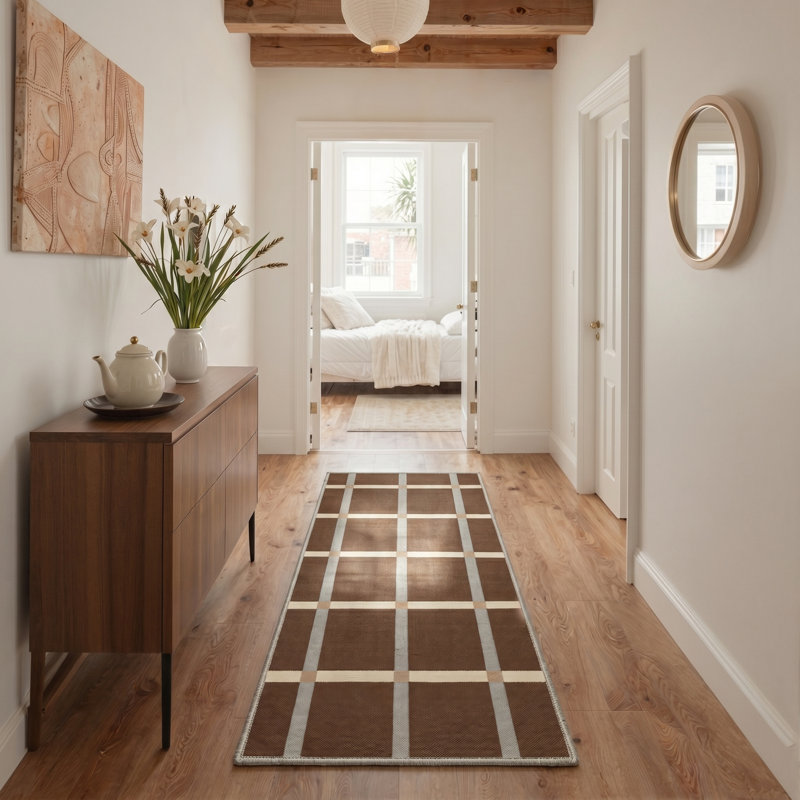 Tapis d'intérieur / beige à motif antidérapant Liadan Novus, Runner 2'6" x 8'