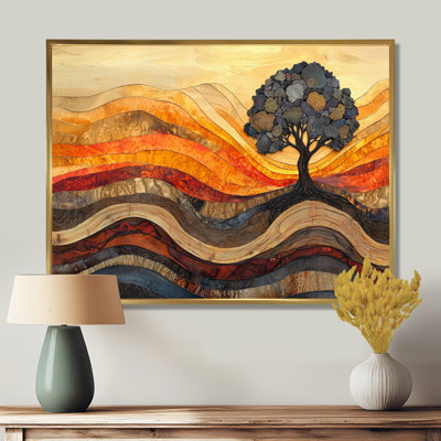 Arbre de bouleau d'automne avec racines de sérénité IV - arbre, art mural