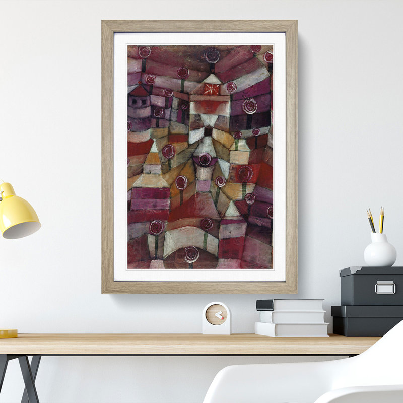 Rose Garden by Paul Klee - Picture Frame Painting, 65cm H x 48cm W x 2cm D, Oak Framed