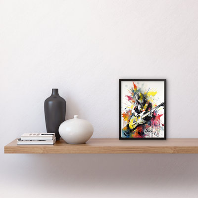 Guitarist Playing Electric Guitar Music Solo Vibrant - Single Picture Frame Print