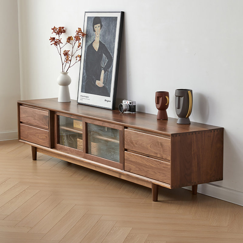 Meuble télé en bois de noyer noir, L 70,9 po
