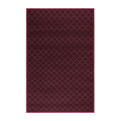 Machine Washable Trellis Red Area Rug