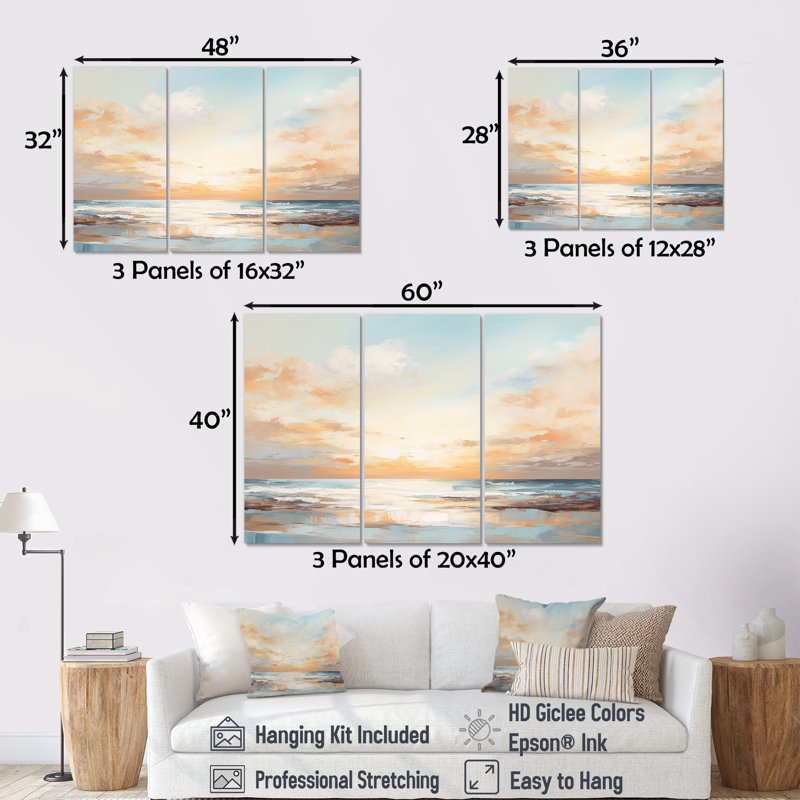 Polanco - Coastal Sunset, ensemble d'art sur toile, Toile tendue, H 40 po x l 60 po x P 1 po