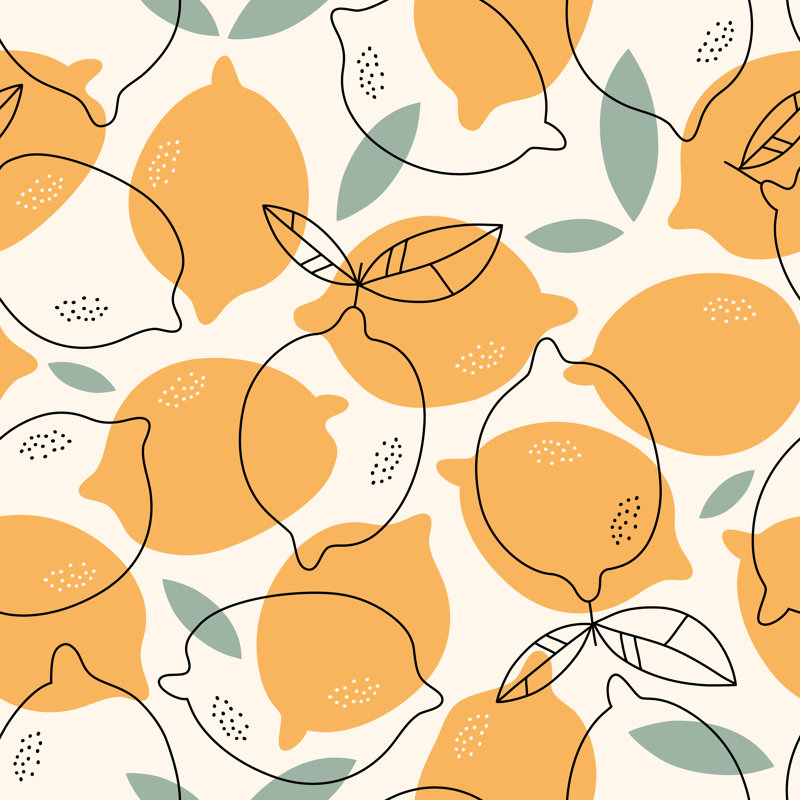 Hand Drawn Lemons Background by Daria Voskoboeva - Wrapped Canvas Print, 30cm H x 30cm W