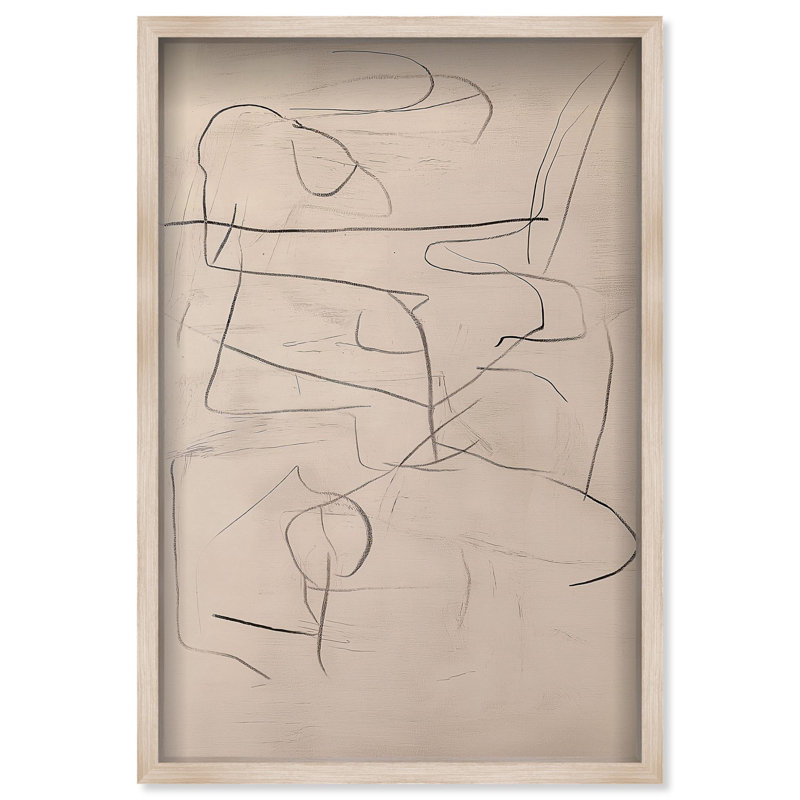 Oliver Gal Frenzied Strokes I Abstract - Luxury Shadowbox Framed Wall Art, 32" H x 22" W, Cream