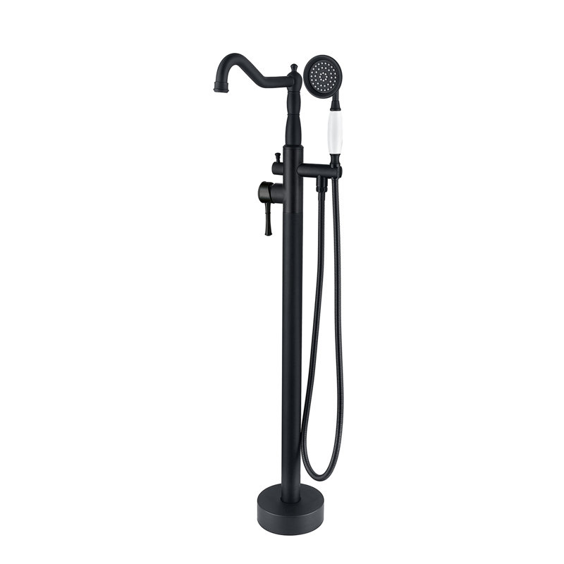 Classical Single-Handle Freestanding Bathtub Faucet With Hand Shower In, Matte Black