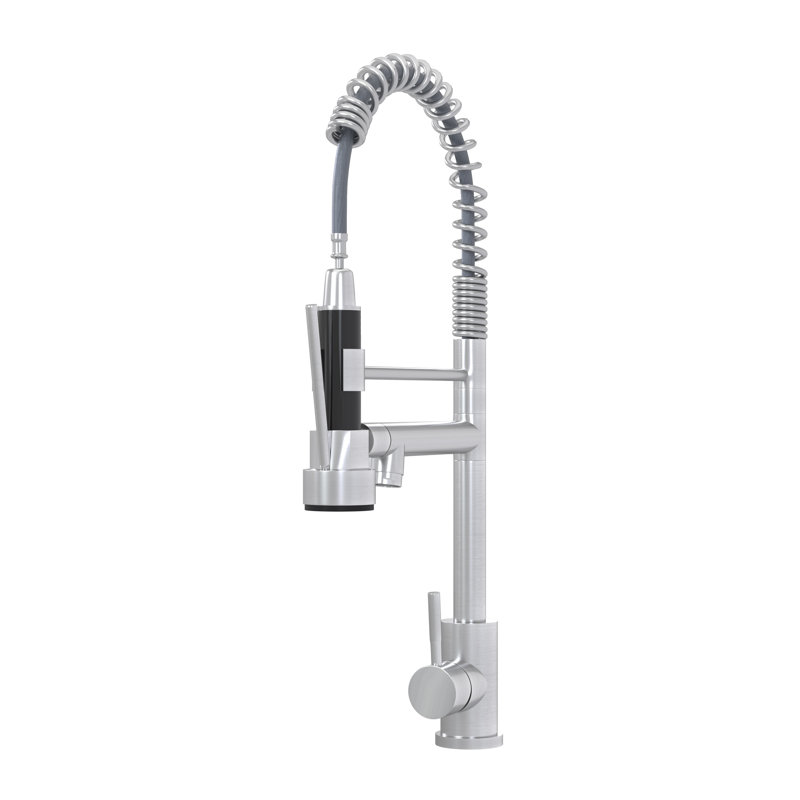 Robinet de cuisine à poignée simple 19 po avec finition nickel brossé et certification CUPC d'Uswa Home, Nickel brossé