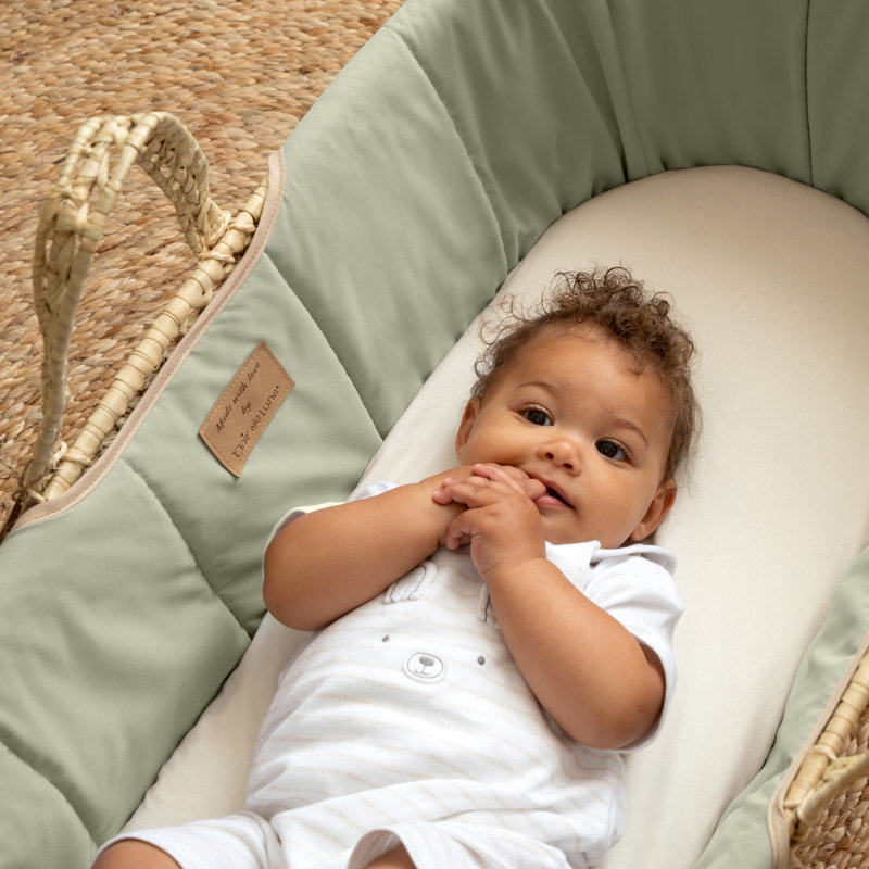 Organic Palm Moses Basket, Sage