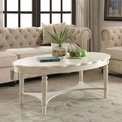 Table basse ovale avec tablette inférieure