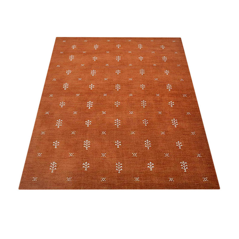 Ownby Hand Knotted Loom Wool Eco-Friendly Area Rugs  -  Rectangle, Orange White Color, Contemporary Modern Design, High Pile Thick Handmade Anti Skid Area Rugs for Living Room, Bed Room