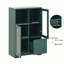 Armoire peinte en panneau de fibres à densité moyenne avec portes et tiroir en verre, espace de rangement ouvert-1348761440