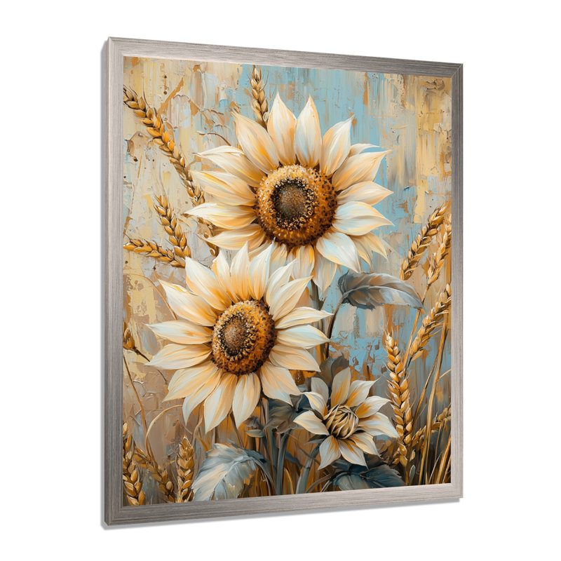 Domonike - Floral Wall Decor, H 40 po x l 30 po, Reproduction encadrée d'une seule photo, Argent argent