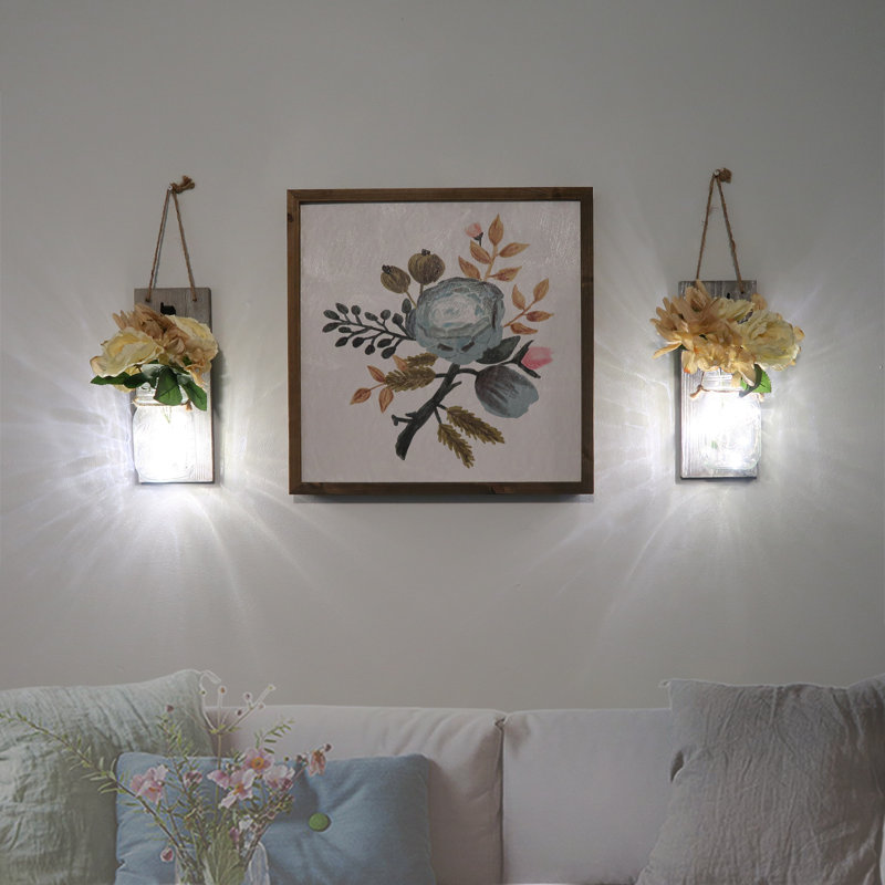 Plants & Flowers Wall Decor on Solid Wood, Gray