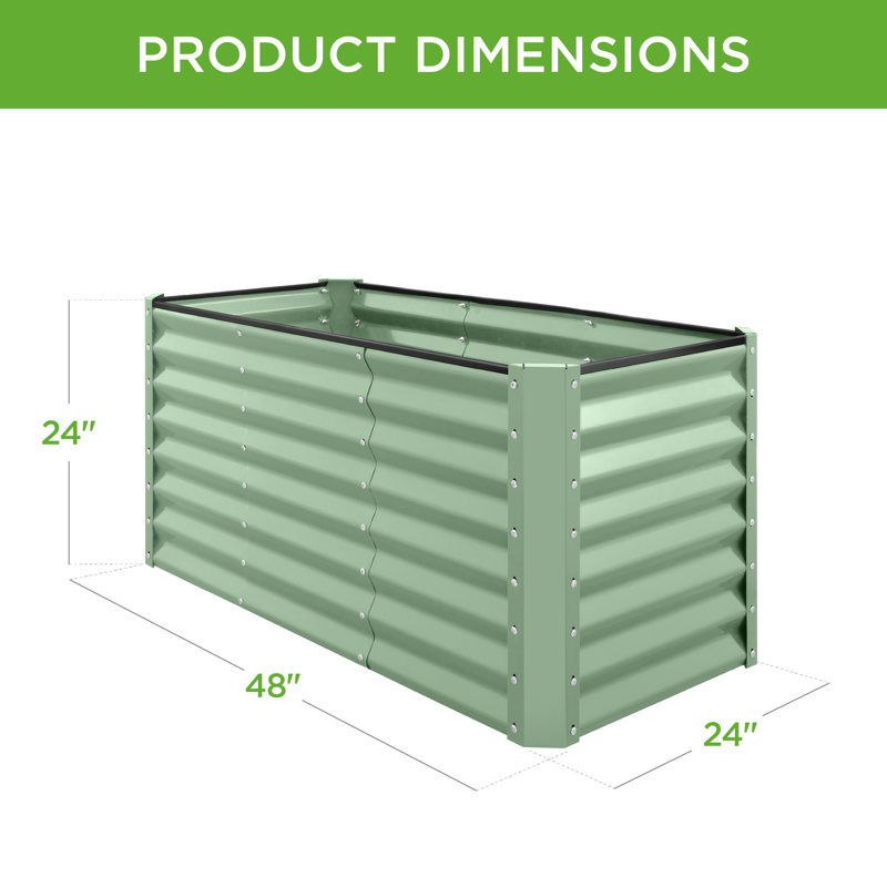  4X2x2ft Outdoor Metal Raised Garden Bed For Vegetables Flowers Herbs - Sage Green, 24" H x 48" W x 24" D, Light Green