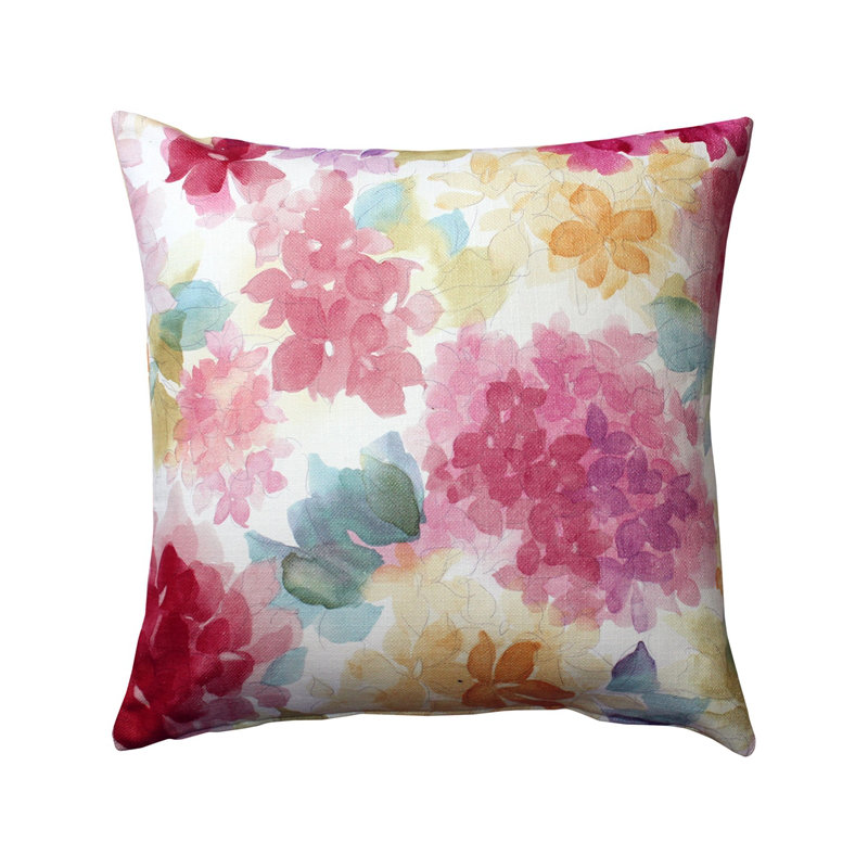 May Flower Cotton Throw Pillow, Pink