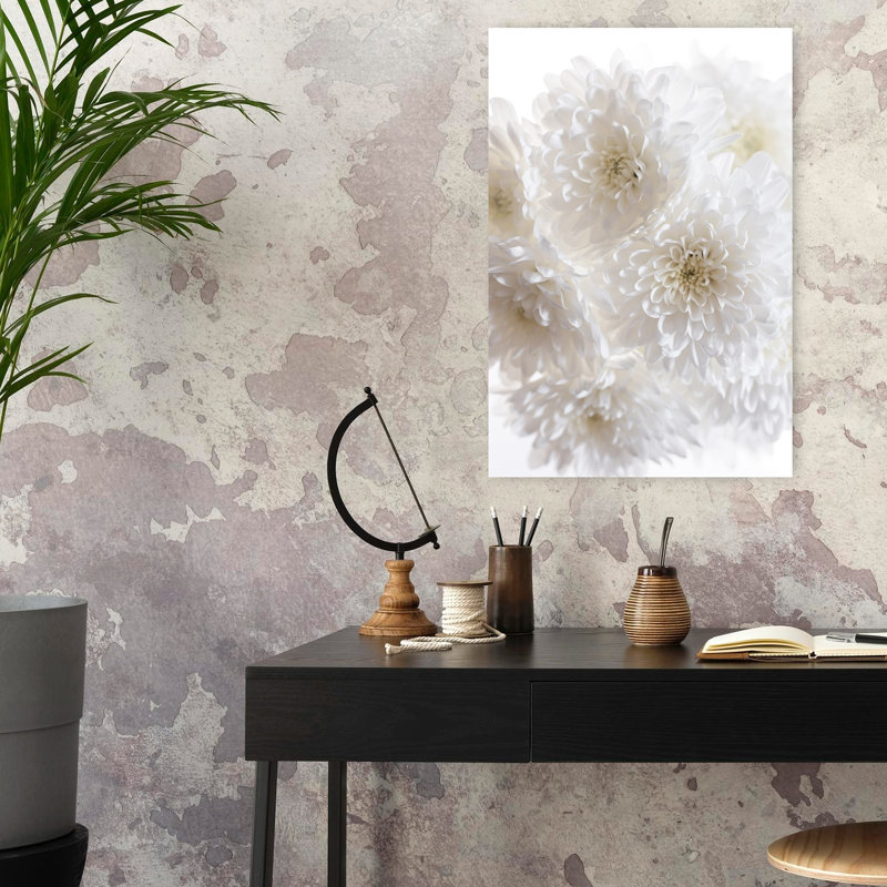 Art contemporain, art contemporain abstrait fleur de chrysanthème, H 24 po x l 16 po