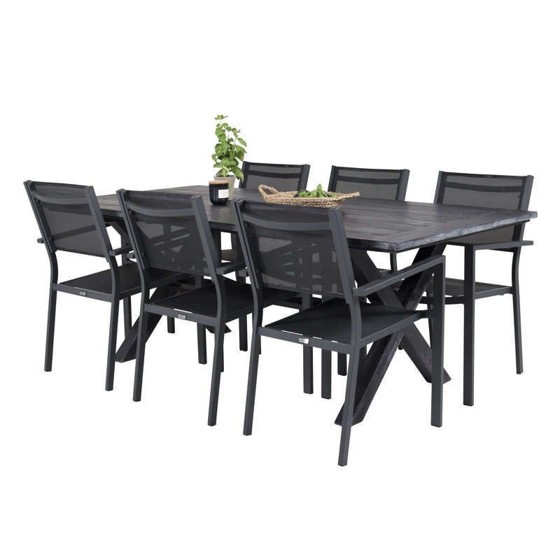 Dhairya 6 - Person Acacia Patio Dining Set with Rectangular Table