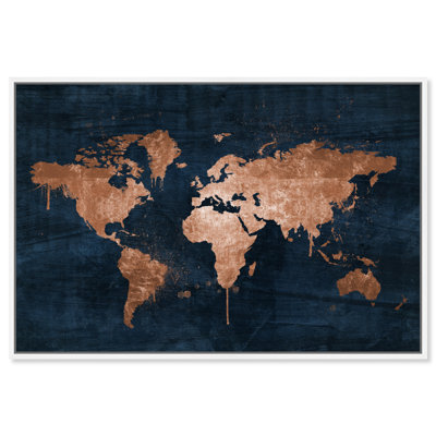 " Mapamundi Copper Blue Metallic World Map Modern Blue " by Oliver Gal