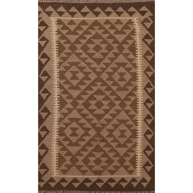 Brown Kilim Reversible Area Rug 3x5