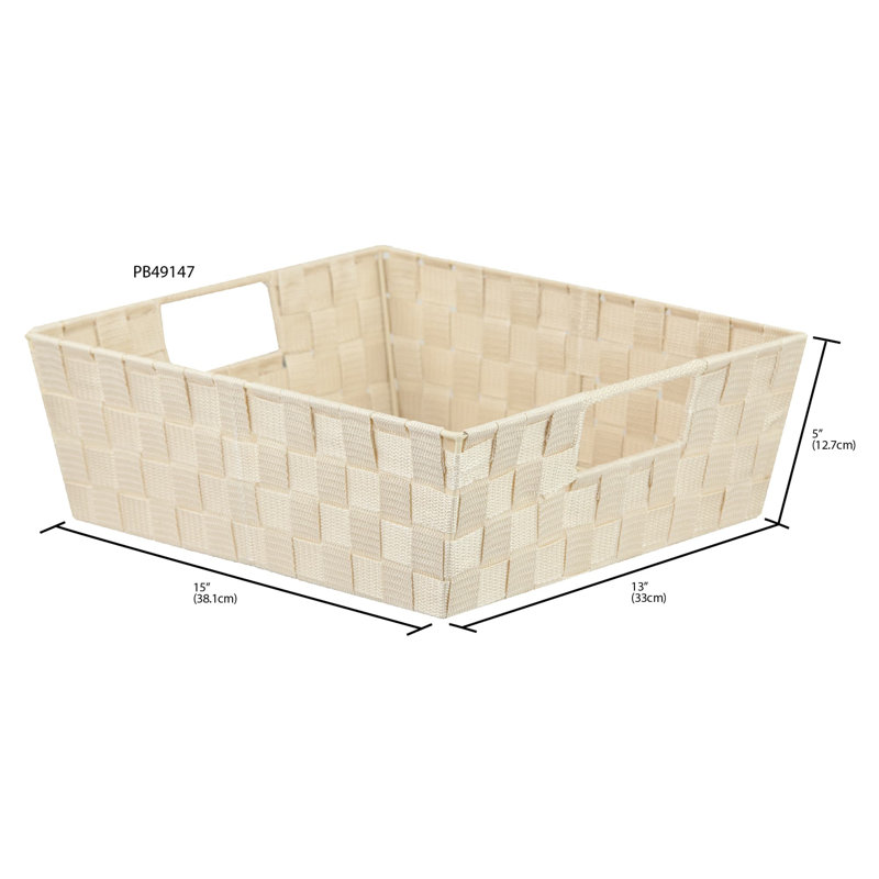 Grand bac de rangement en tissu, Ivoire, H 5 po x l 15 po x P 13 po