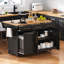 Multifunctional Rolling Kitchen Island With 2 Pull Out Cabinet Organizers, Rubber Wood Drop Leaf, And Built-In Power Outlet For Enhanced Storage And Convenience-1590680150