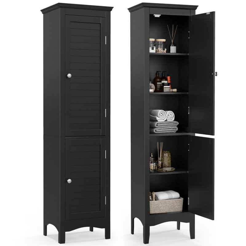Alyssea Freestanding Linen Cabinet, Black