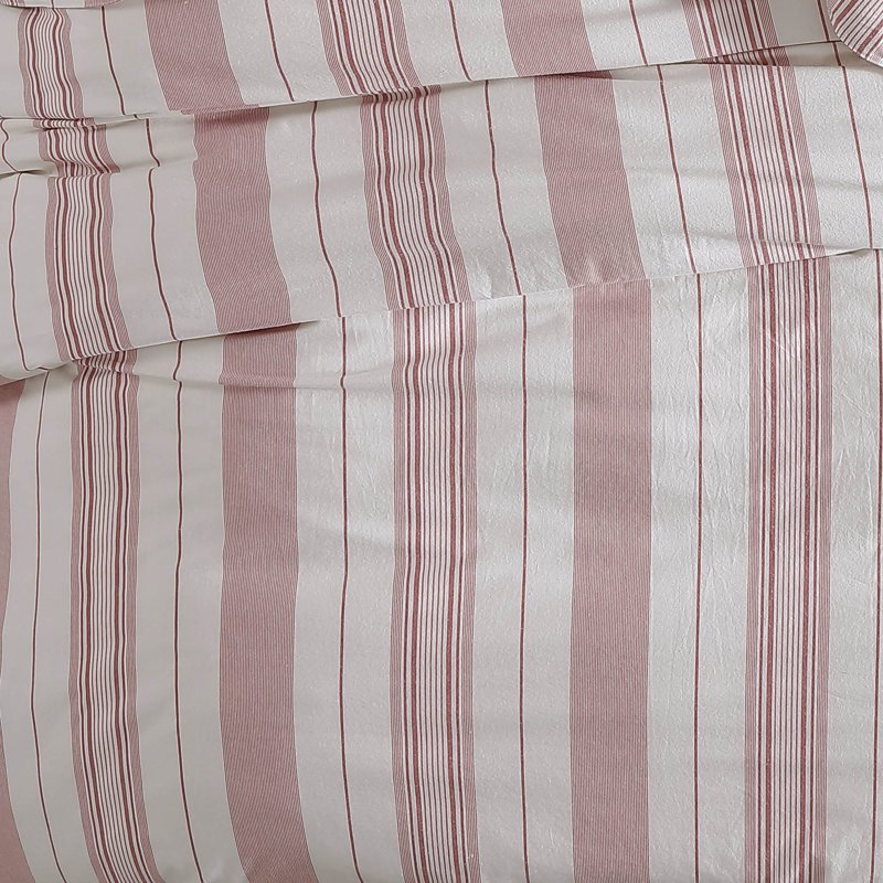 Cotton Striped Duvet Cover & Insert, King Comforter Cover + 2 Shams
