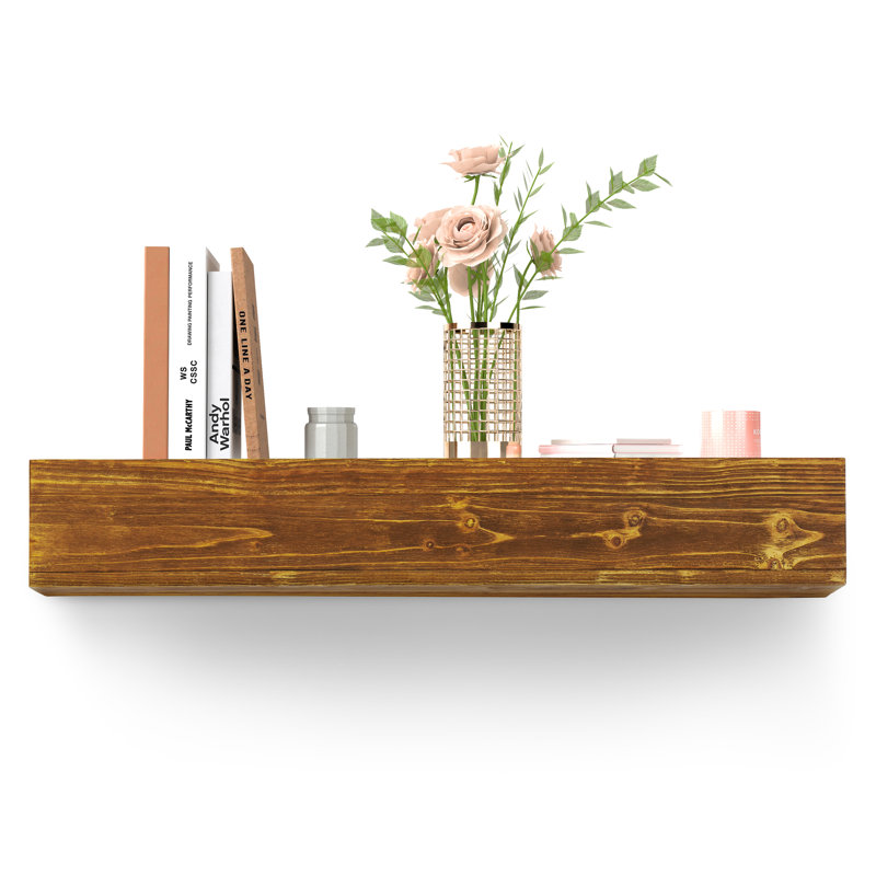 Manteau de cheminée en bois rustique | Tablette murale et flottante pour la décoration intérieure, H 6 po x l 60 po x P 9 po