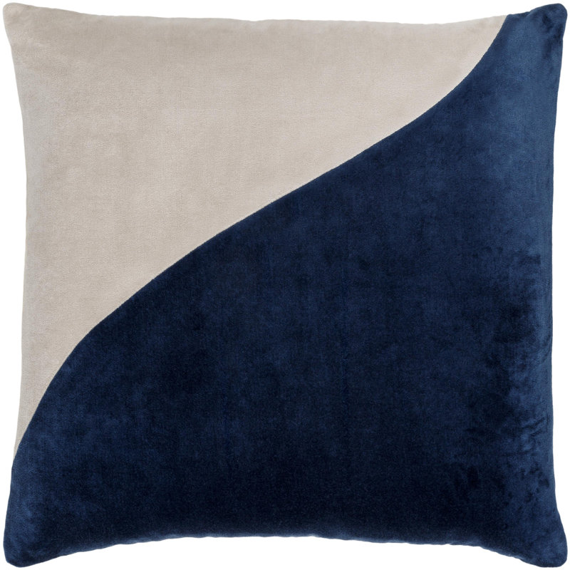 Coussin en coton Denny Edgar, Bleu foncé, H 22 po x l 22 po, Housse de coussin seulement - sans coussin