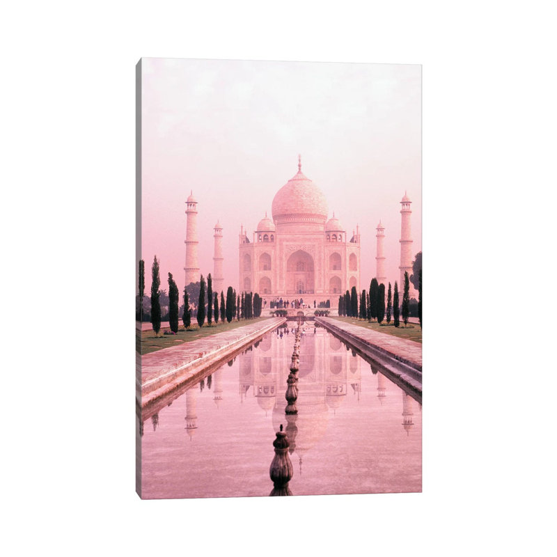 Taj Mahal in Pink Light 1 Piece Wall Art on Canvas, 30.48cm H x 20.32cm W x 1.91cm D, Wrapped Canvas